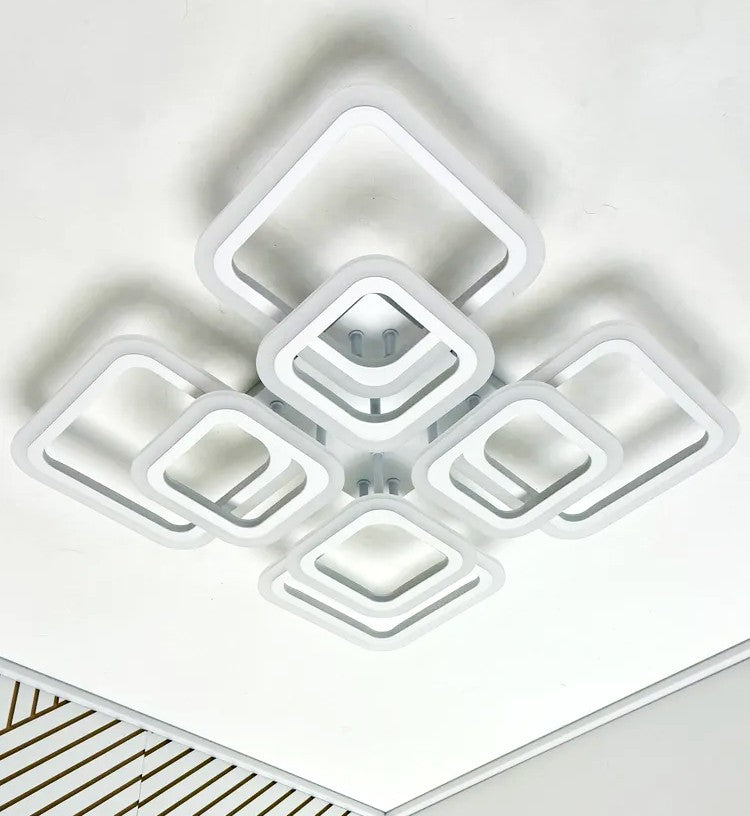 Lustra LED 4+4 SQUARE GIGANT Echivalent 1000W Telecomanda