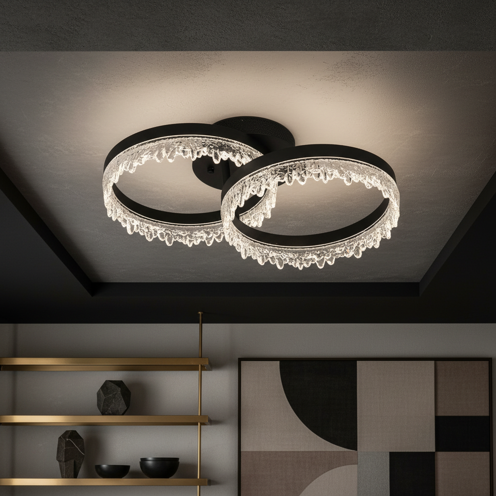 Lustra LED 2 CIRCLE VALS Echivalent 200W Telecomanda