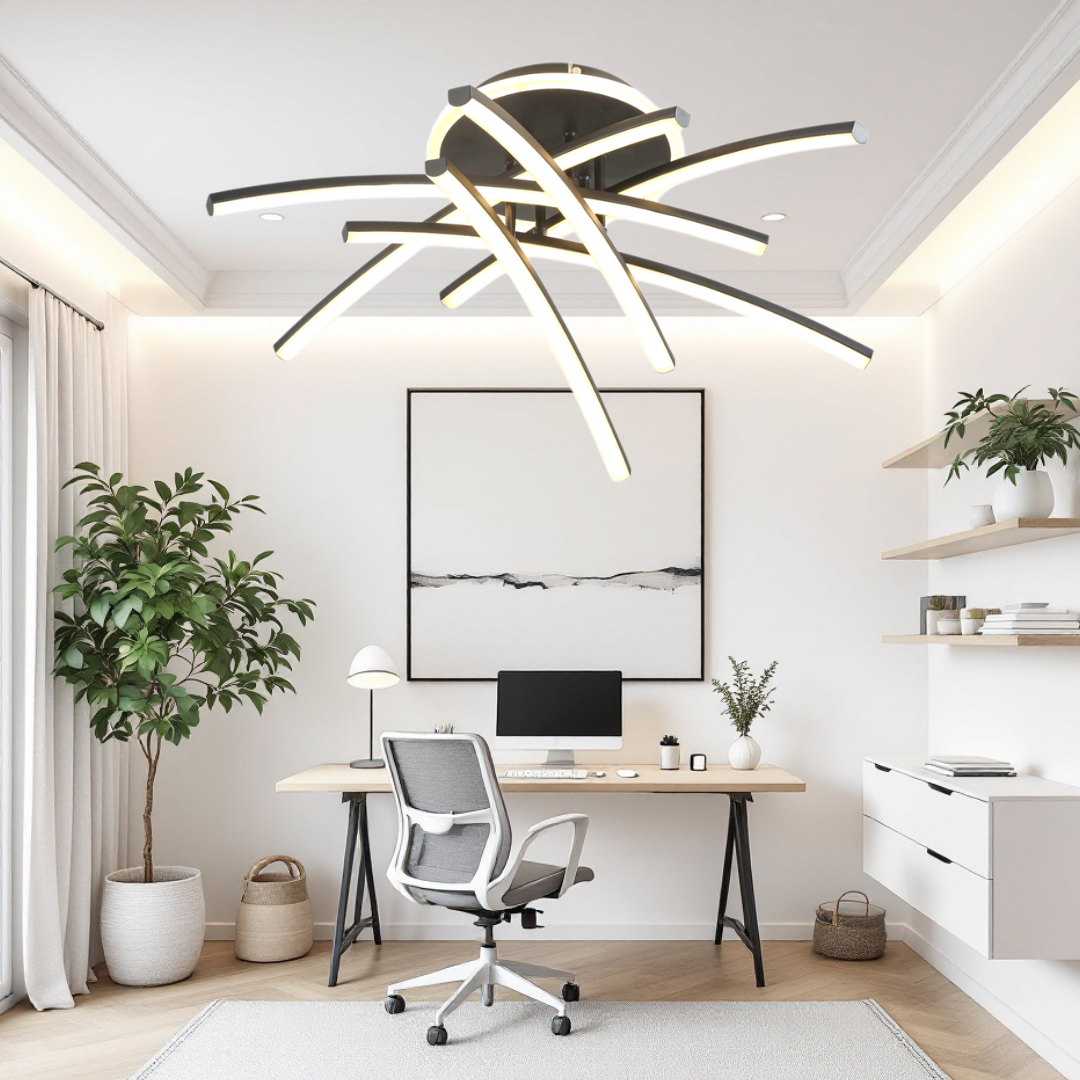 Lustra LED 114W Ophelia 6 Elemente Neagra Echivalent 600W Telecomanda