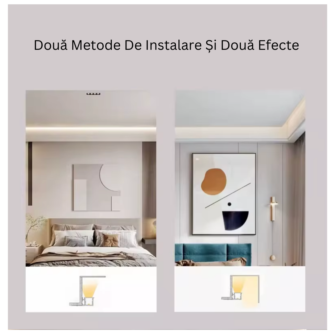 Profil Banda LED de Capat Incastrat Sub Tencuiala 2M
