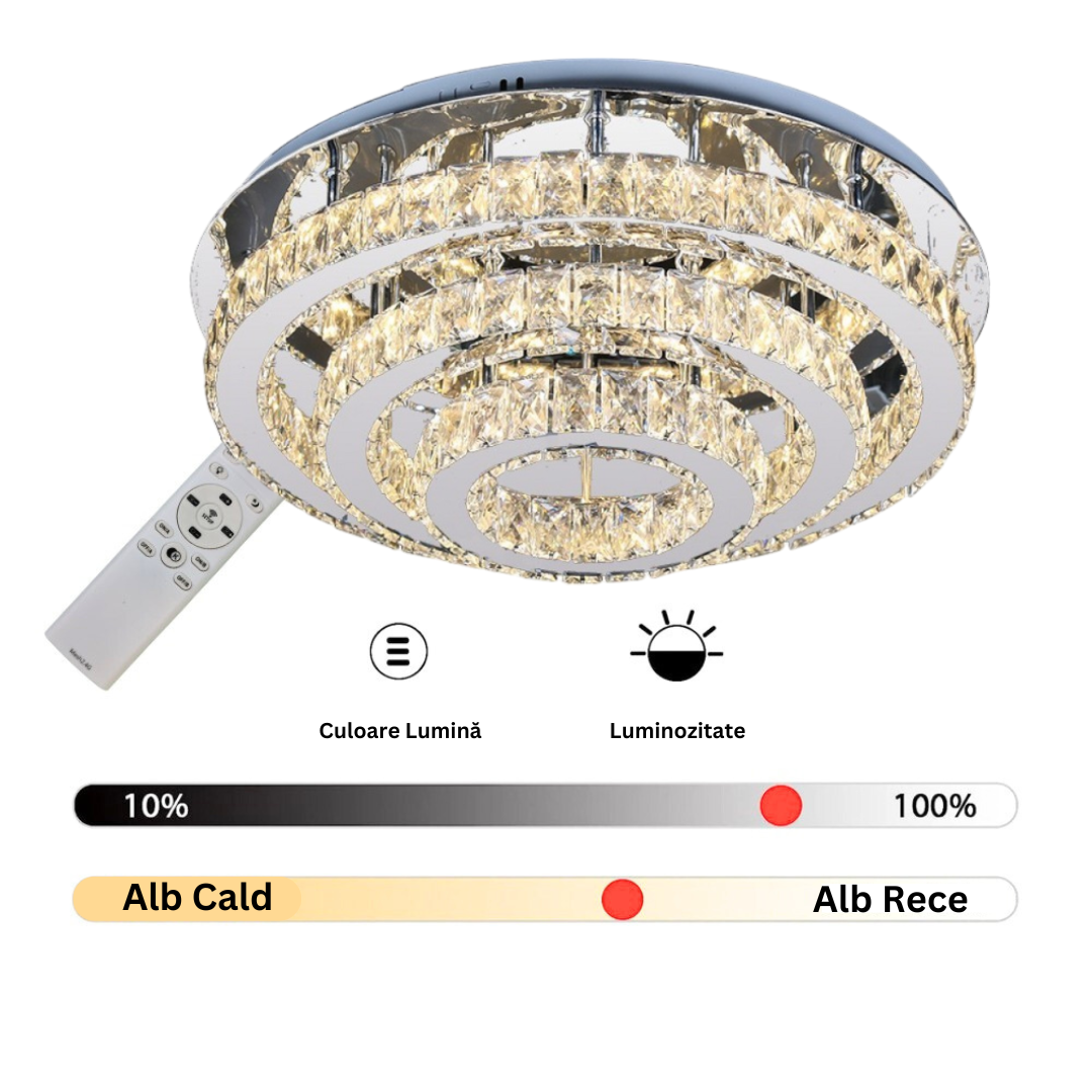 Lustra LED Exquisite Round Cristal Echivalent 400W Telecomanda CHROME / 40CM / CRISTAL Chandeliers