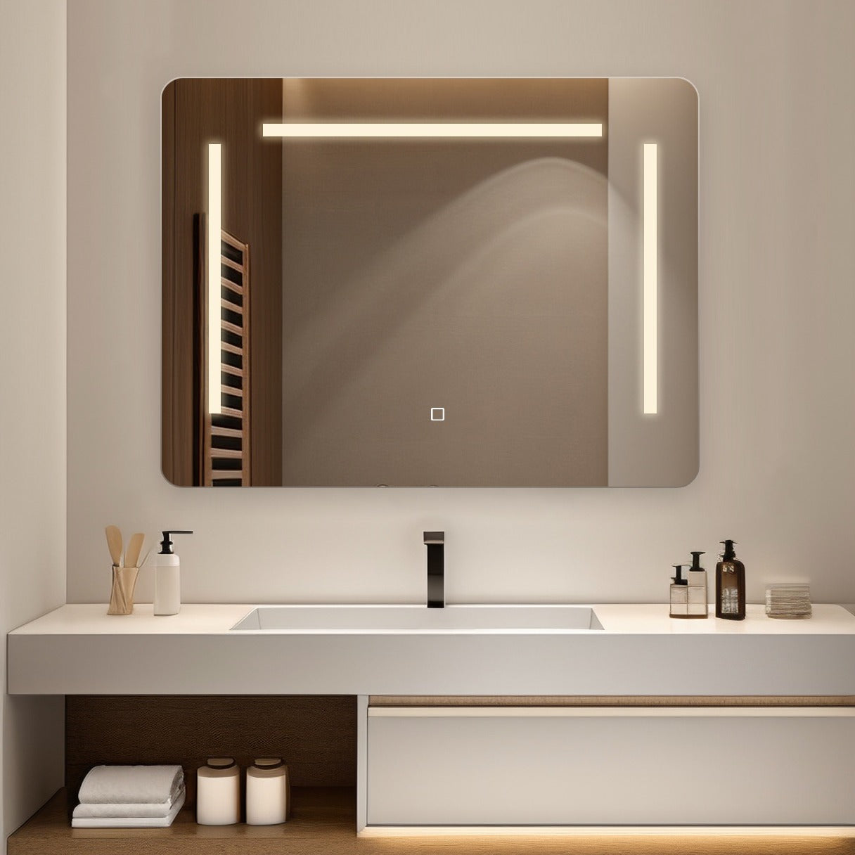 Oglinda LED Dreptunghiulara 80x60cm Functie Dezaburire si Touch