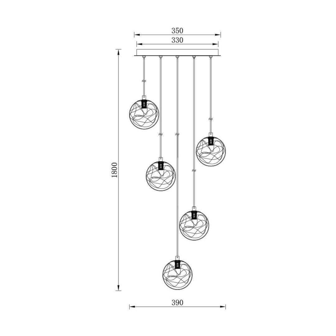 Lustra KENA Gold Abajur Transparent 5xG9