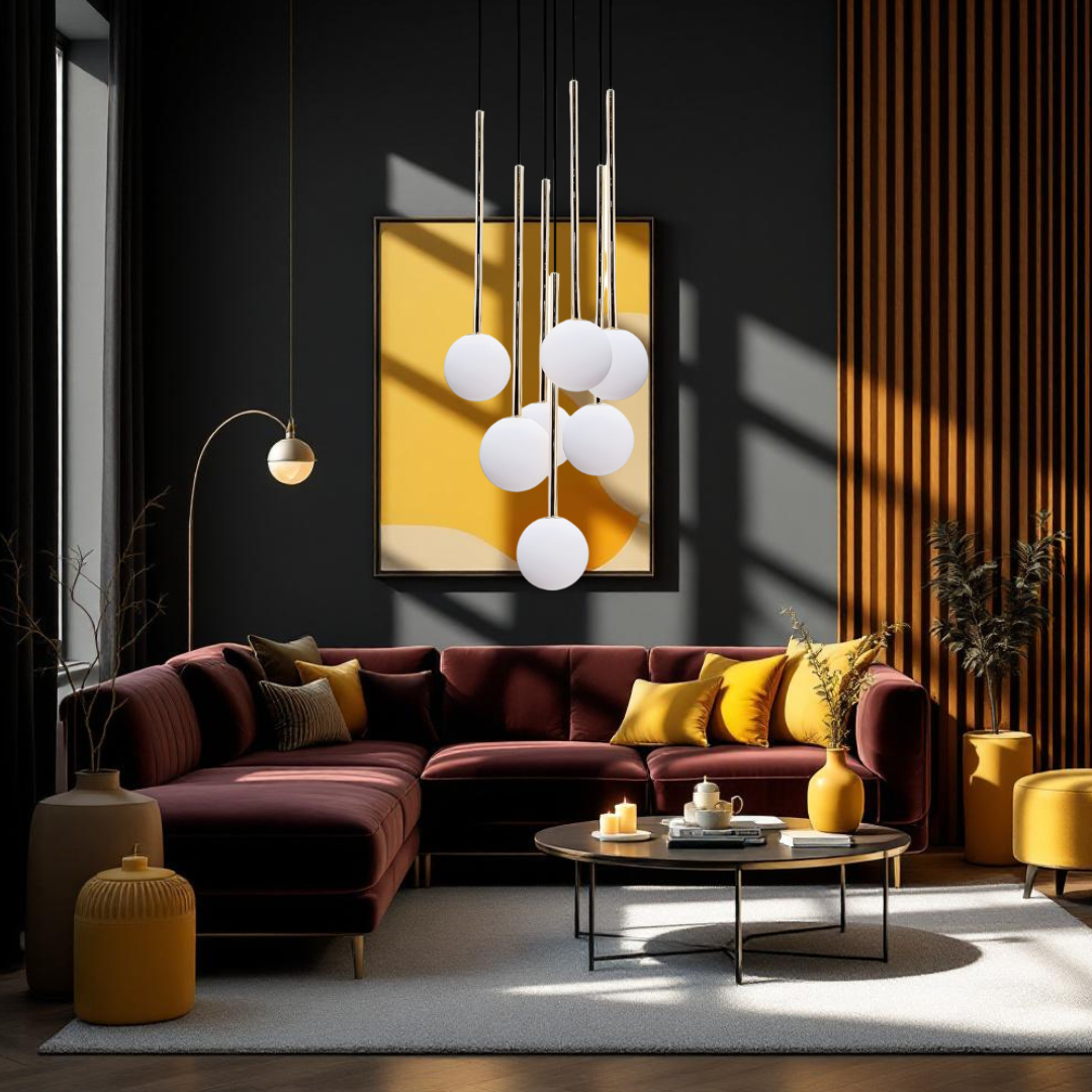 Lustra Abajur Suspendata Luxury ALI Golden 180CM