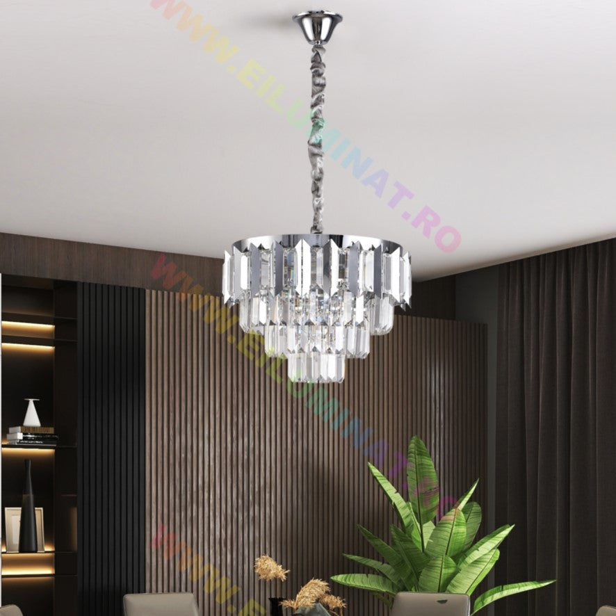 Lustra LED SILVER SHINE Cristal Echivalent 400W Montaj Aplicat/Suspendat