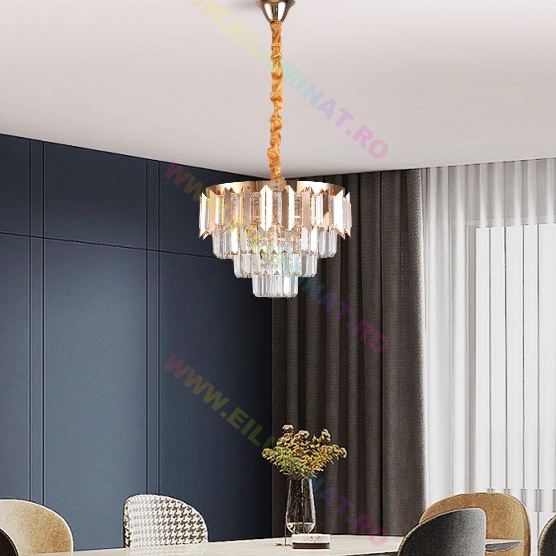 Lustra LED GOLD SHINE Cristal Echivalent 400W Montaj Aplicat/Suspendat
