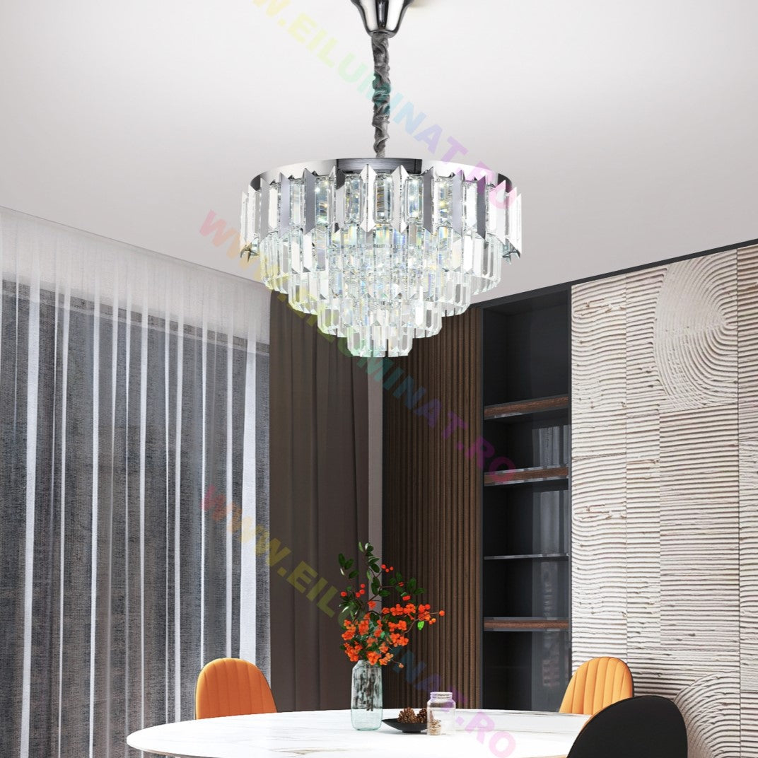 Lustra LED SILVER SHINE Cristal Echivalent 600W Montaj Aplicat/Suspendat