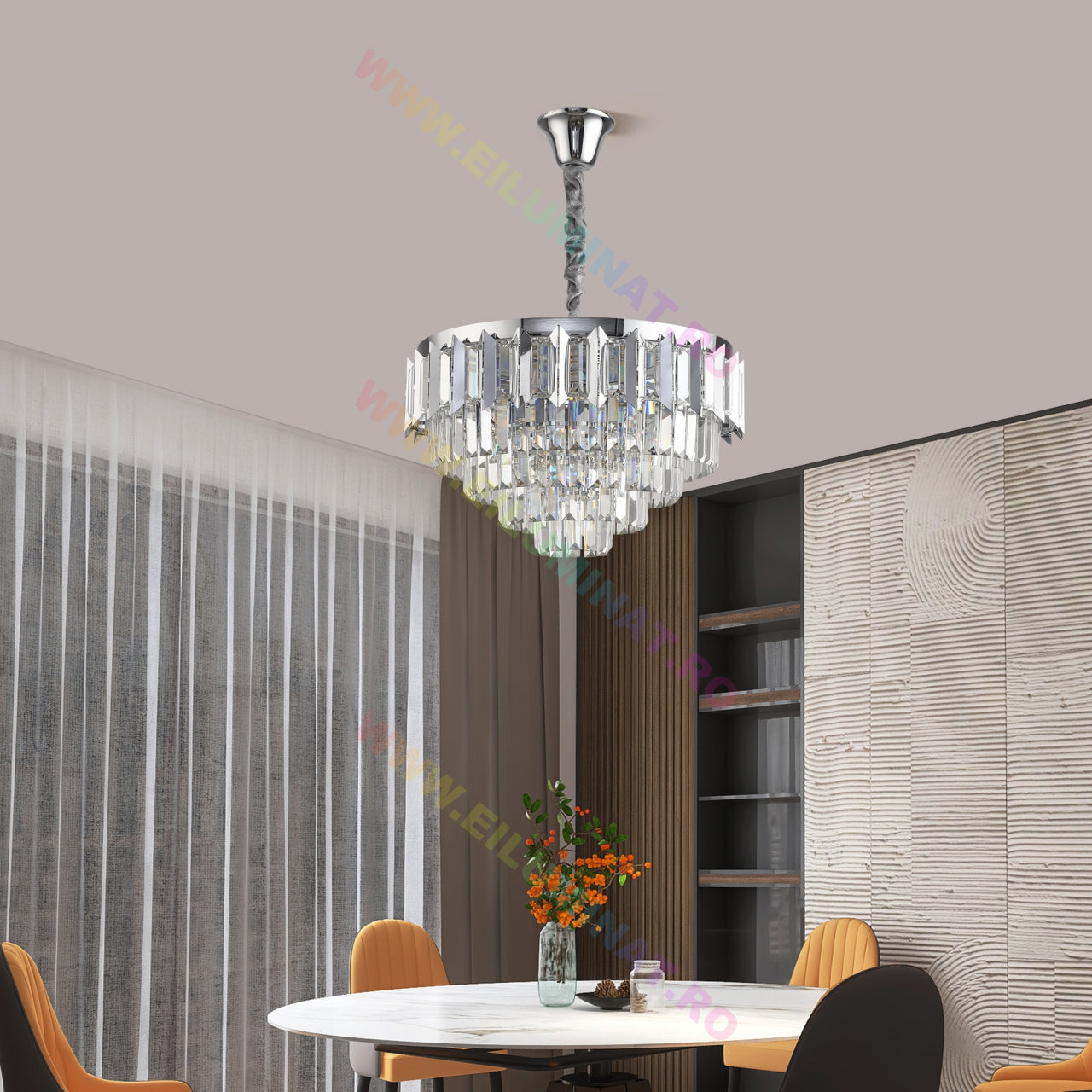 Lustra LED SILVER SHINE Cristal Echivalent 600W Montaj Aplicat/Suspendat