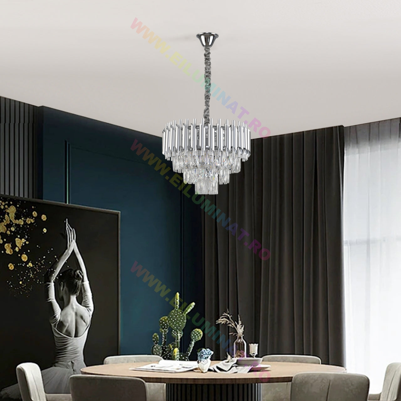 Candelabru Cristal Silver Panther 400mm