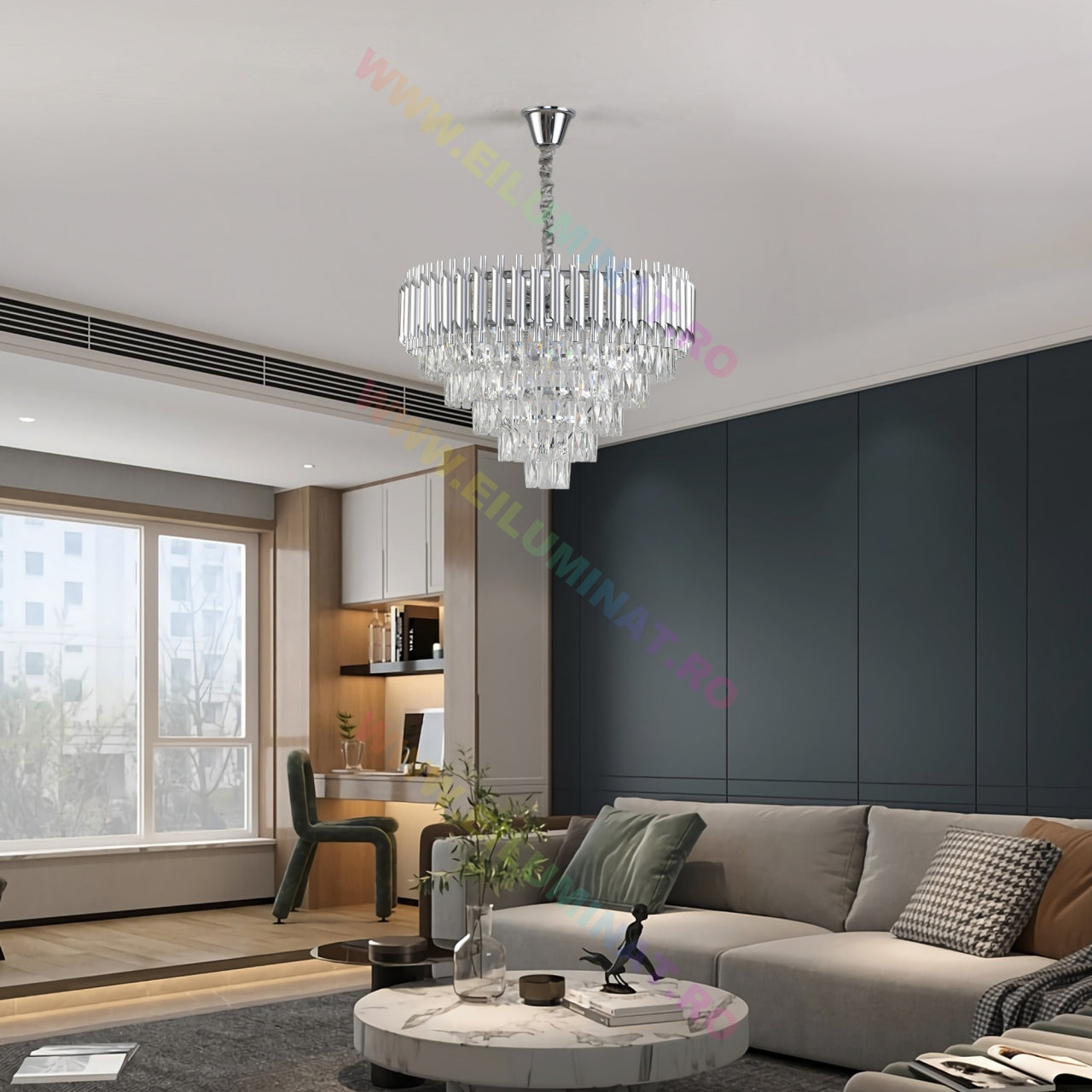 Candelabru Cristal Silver Panther 600mm