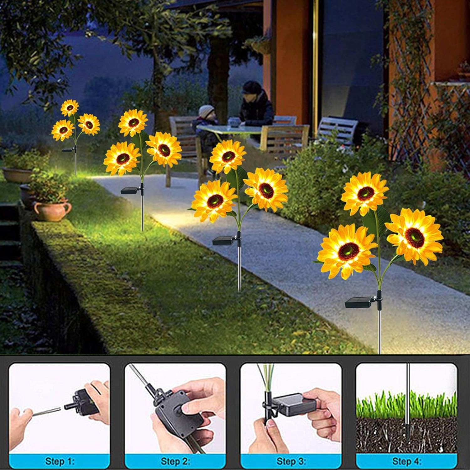 Lampa LED Gradina cu Incarcare Solara SUNFLOWER