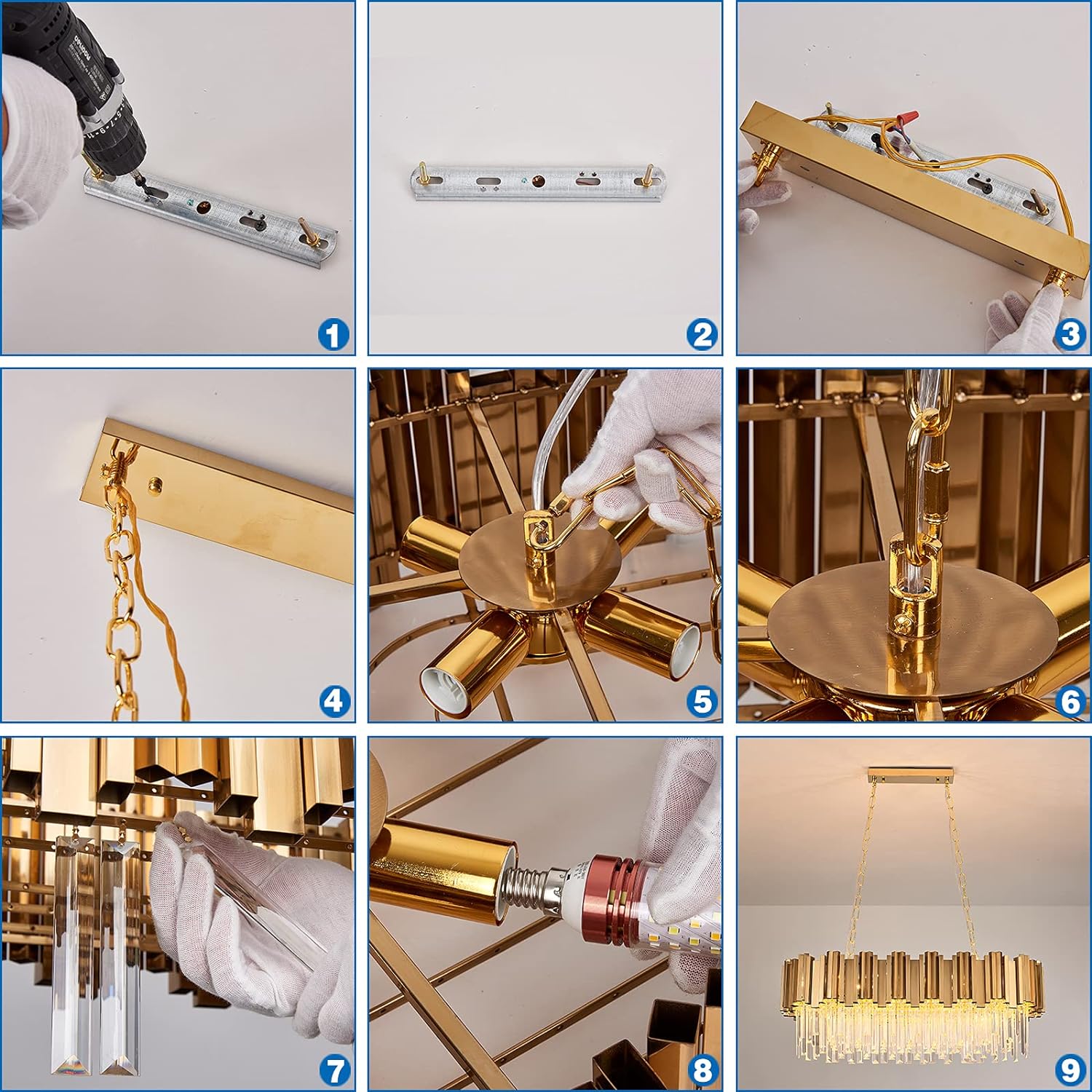 Candelabru Cristal GLORY Grande GOLD 800x300mm