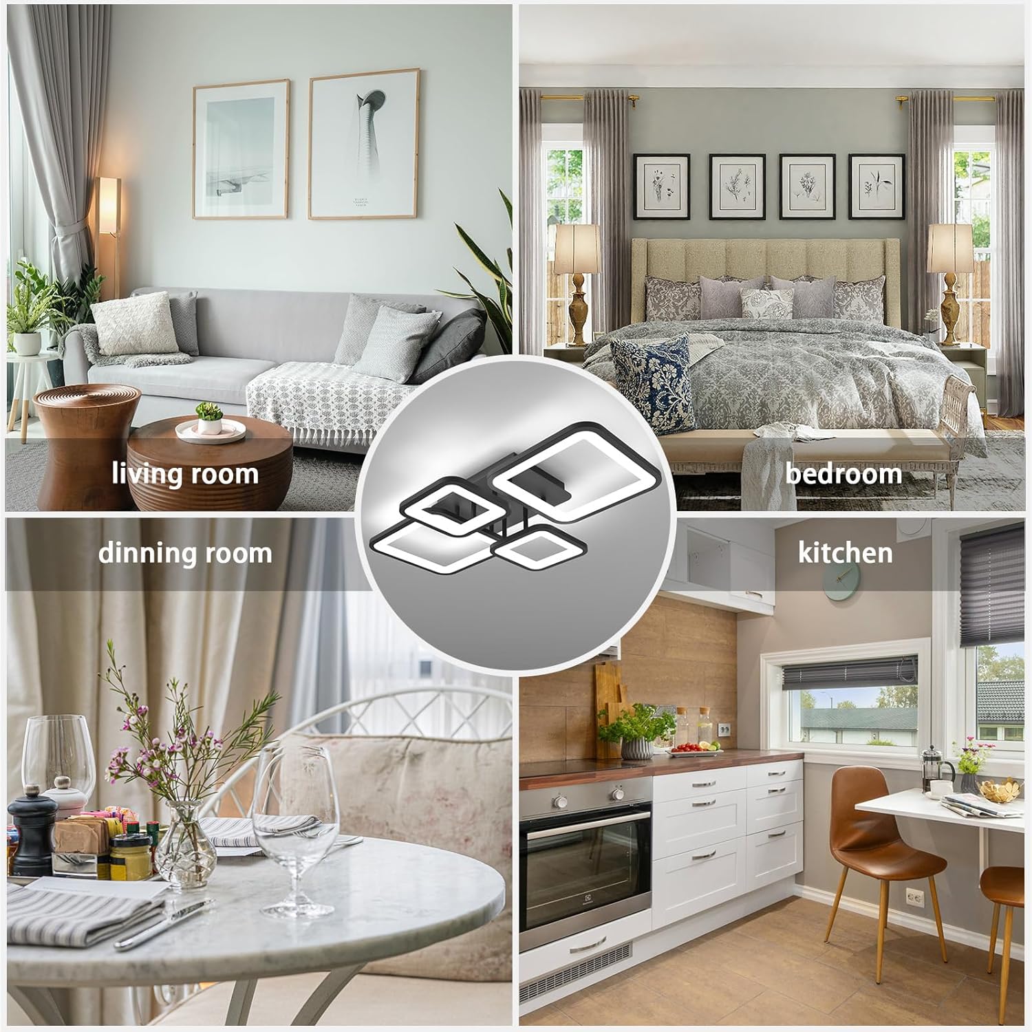 Lustra LED 2+2 SQUARE BLACK Telecomanda Echivalent 500W