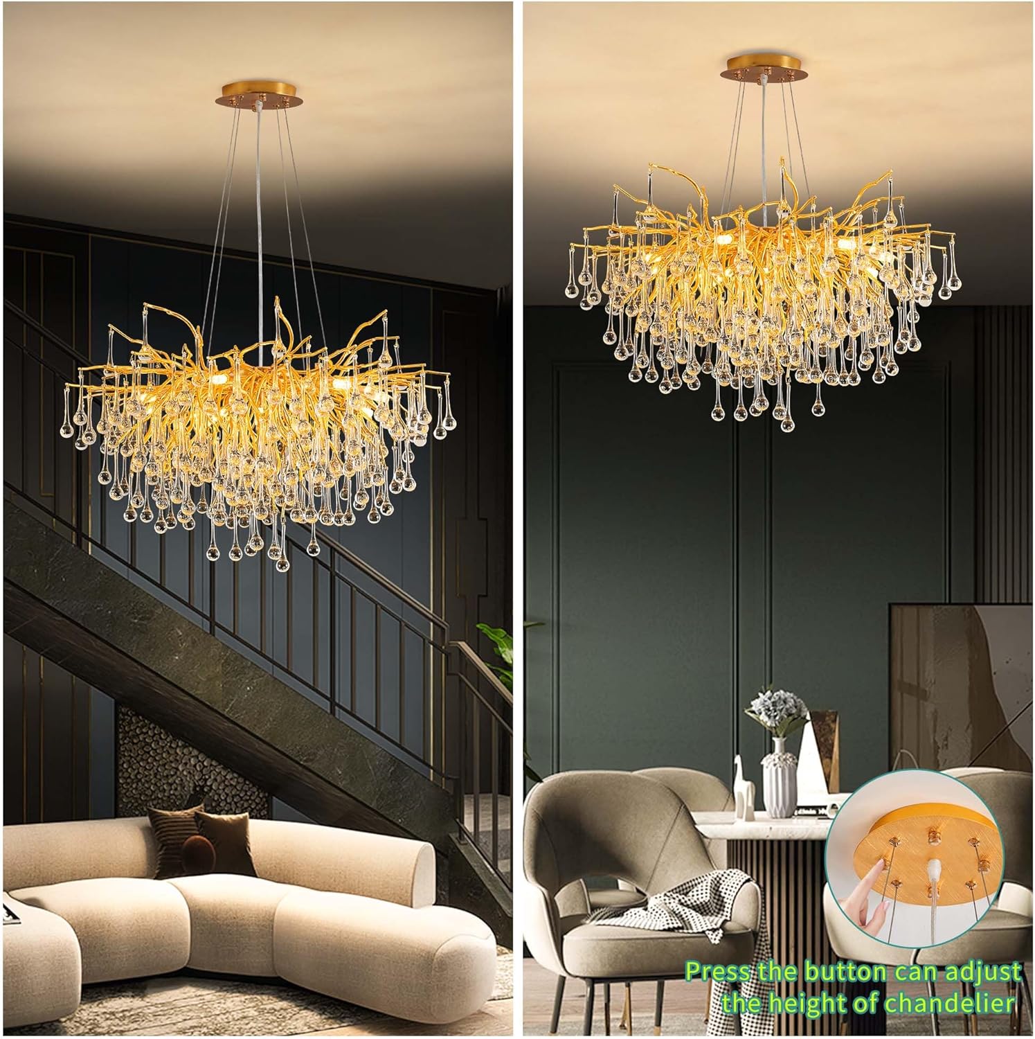 Candelabru Cristal LUXURY Golden Tears 80CM