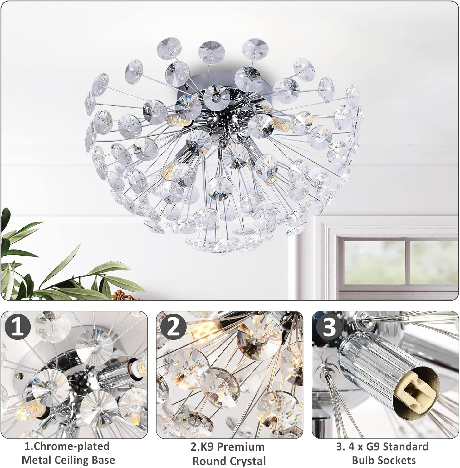 Lustra Aplicata Crystal Dandelion Silver