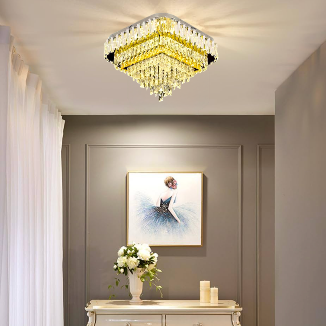 Lustra LED Cristal Aplicata Grand GLAMOUR Square Telecomanda