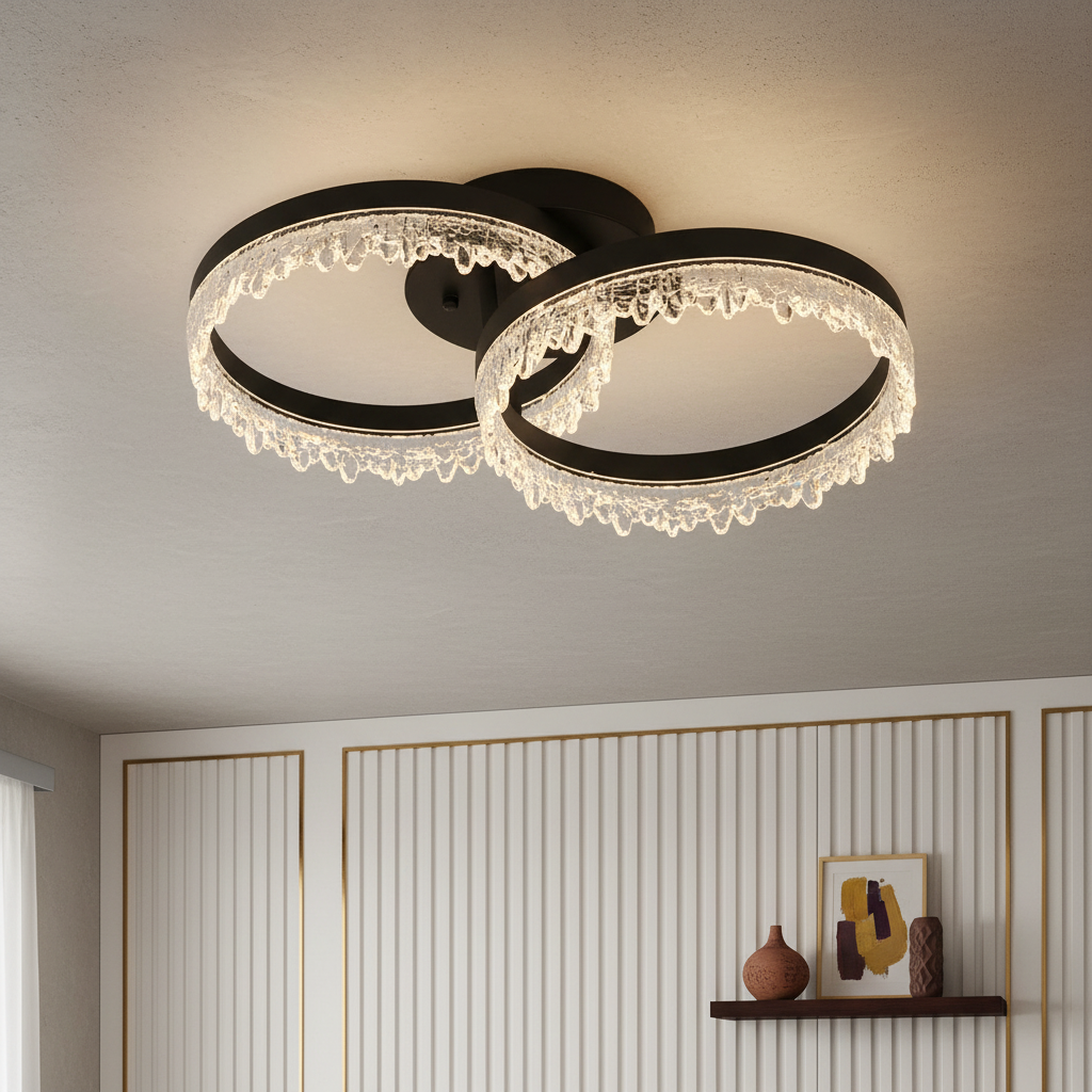 Lustra LED 2 CIRCLE VALS Echivalent 300W Telecomanda