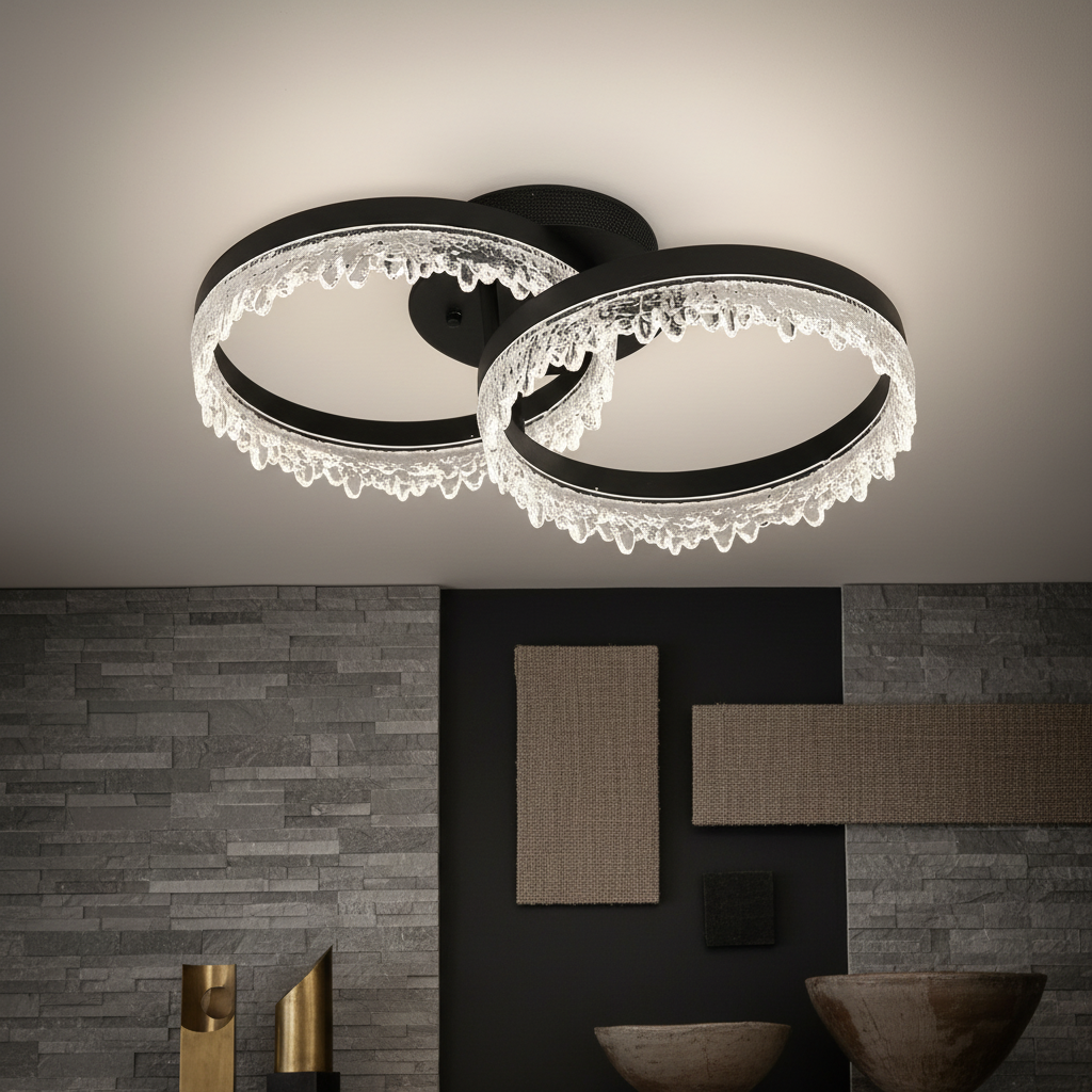 Lustra LED 2 CIRCLE VALS Echivalent 200W Telecomanda