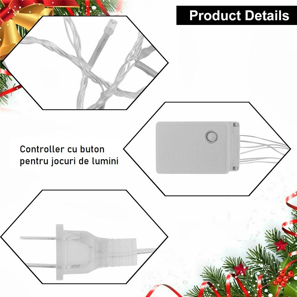 Instalatie LED Liniara 300 LED-uri 23m Fir Transparent Multicolora