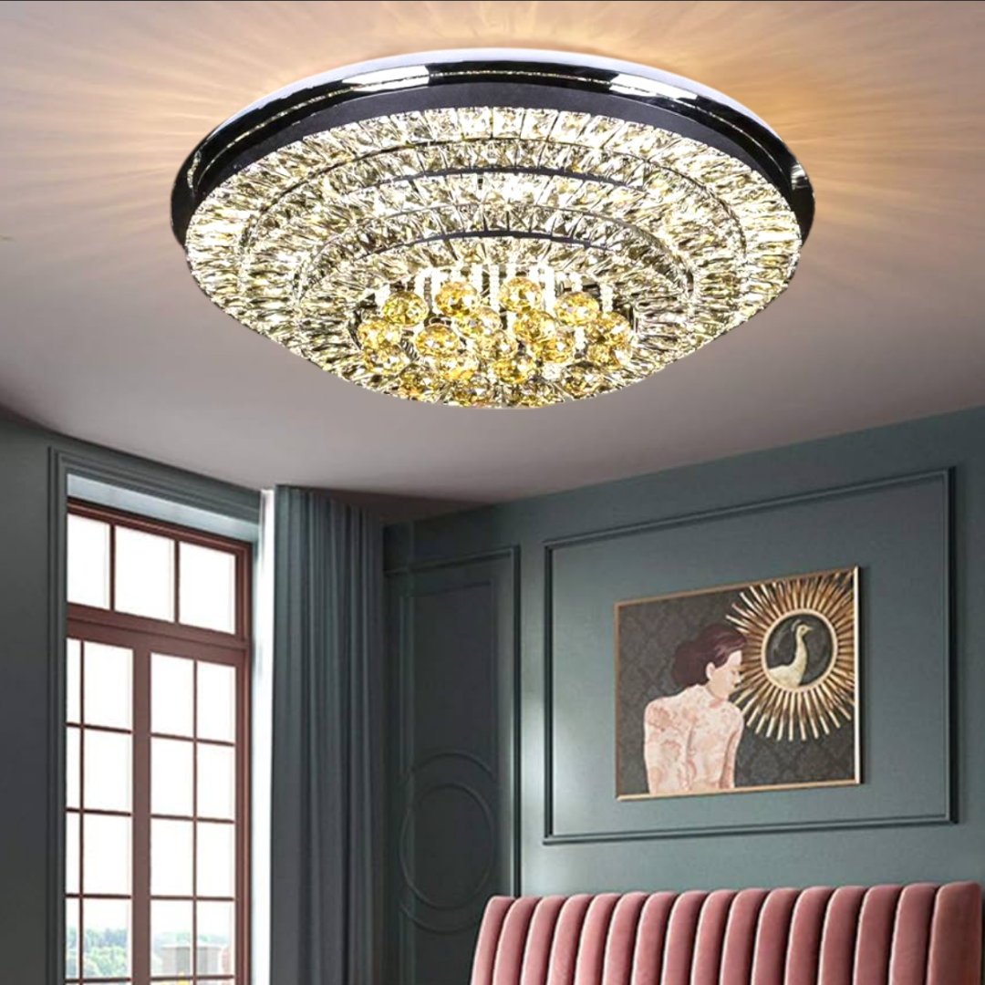 Lustra LED Aplicata Crystal UFO Telecomanda