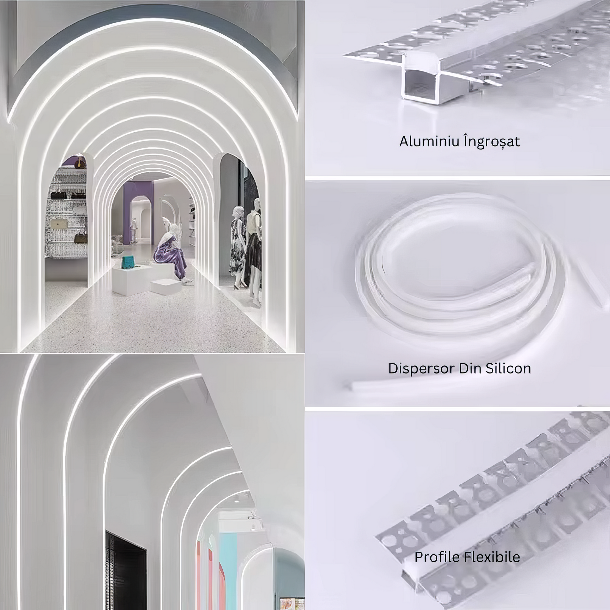 Profil Banda LED Flexibil Incastrat sub Tencuiala 2M