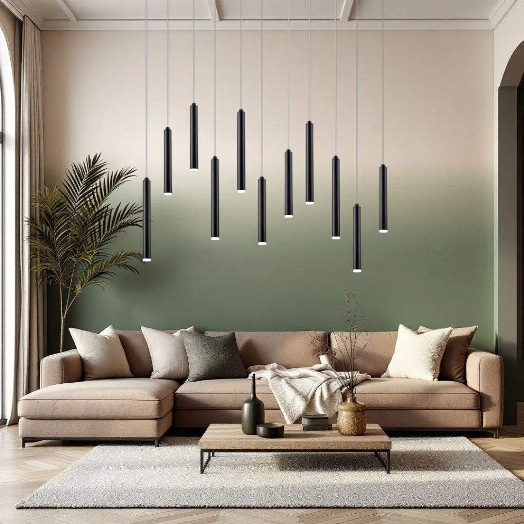 Lustra LED Suspendata Luxury Tubular Black Echivalent 400W