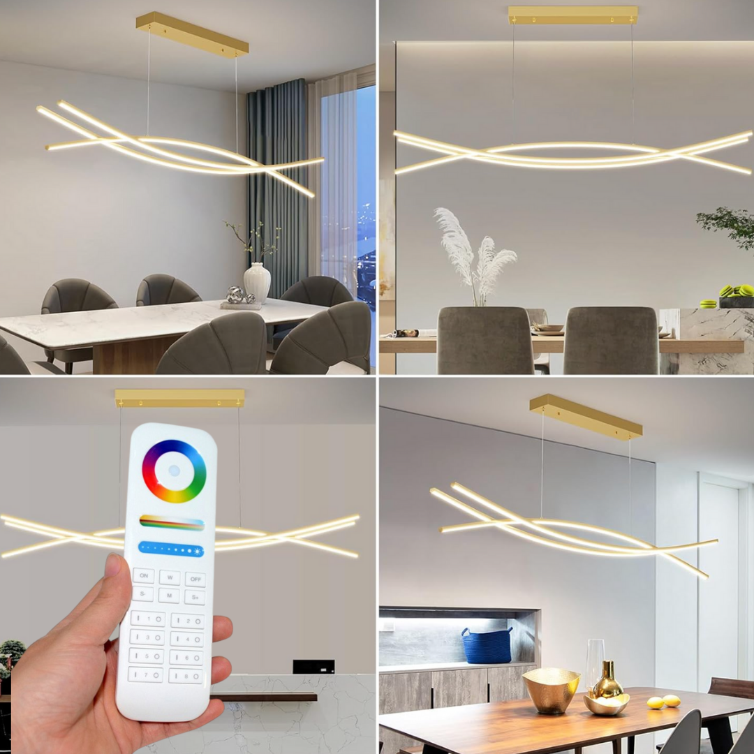 Lustra LED 80W OFFICE Suspendata Gold cu Telecomanda Echivalent 500W