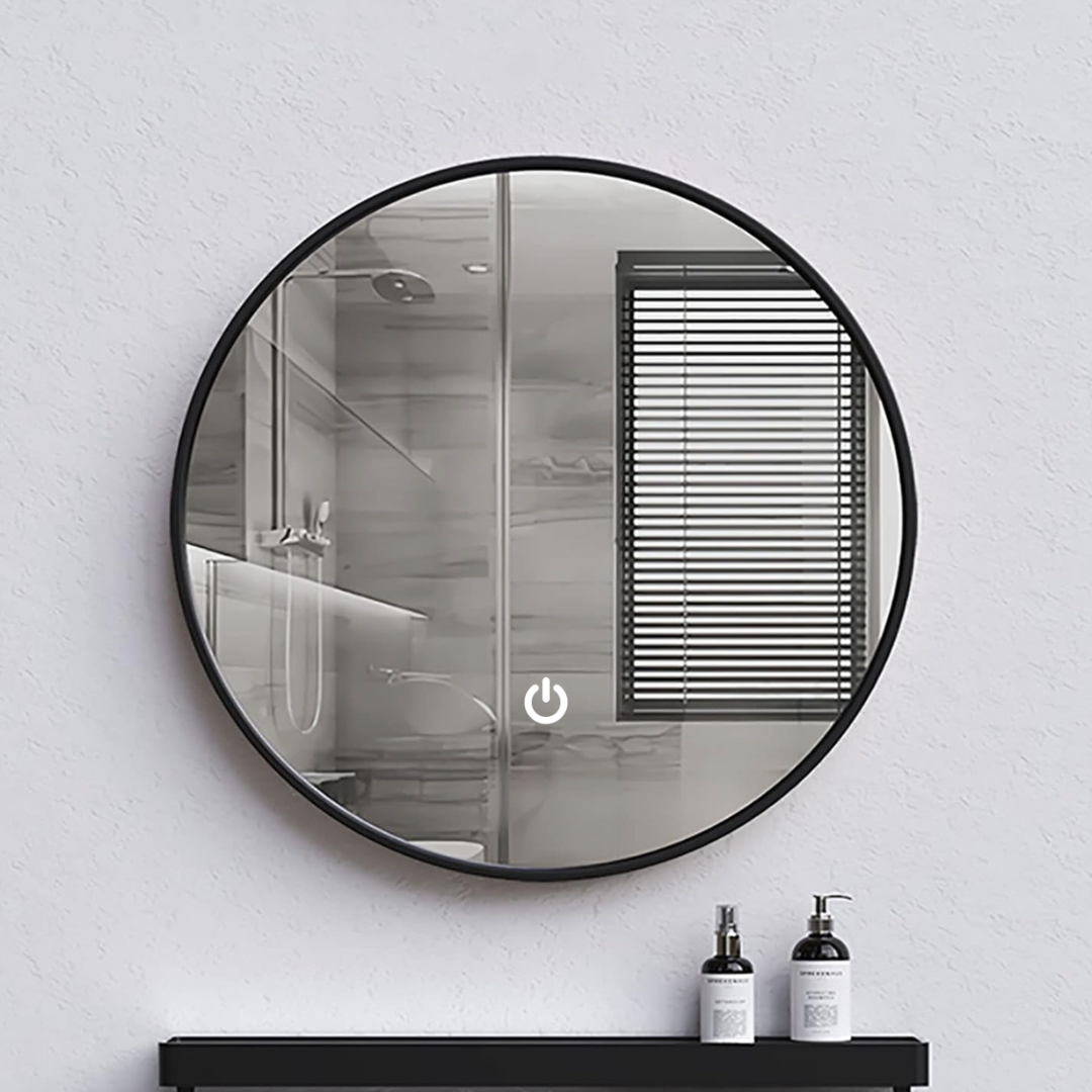 Oglinda LED Rotunda cu Rama Neagra si Touch C110S