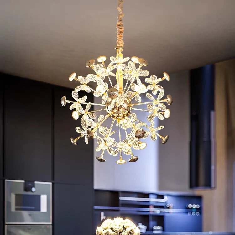 Lustra LED Suspendata Cristal Butterfly Gold Echivalent 450W