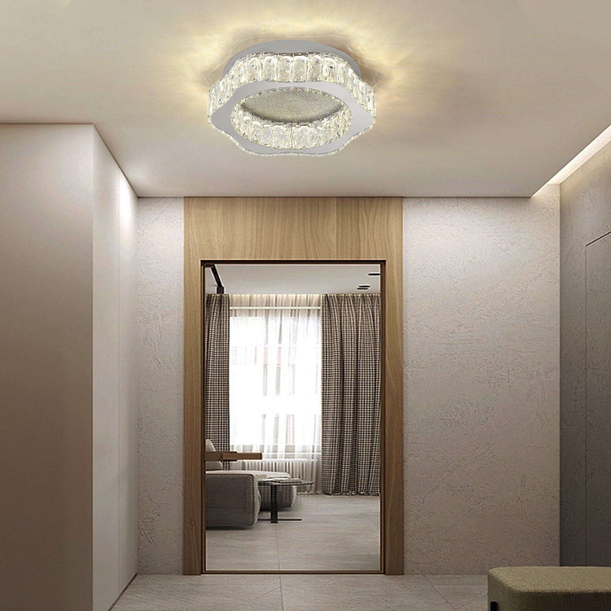 Lustra LED Argintie Splash Crystal Telecomanda