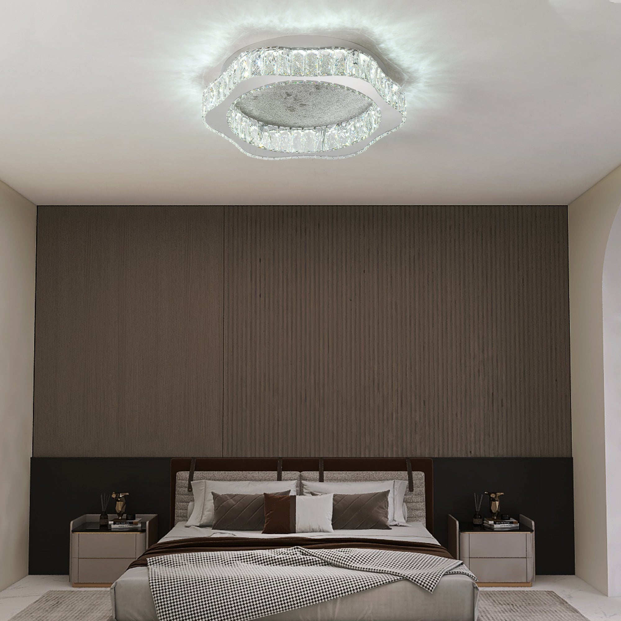 Lustra LED Argintie Splash Crystal Telecomanda