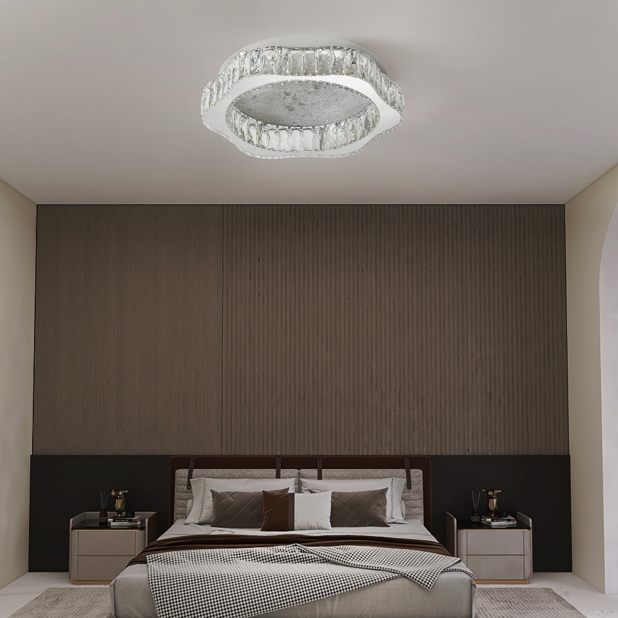 Lustra LED Argintie Splash Crystal Telecomanda