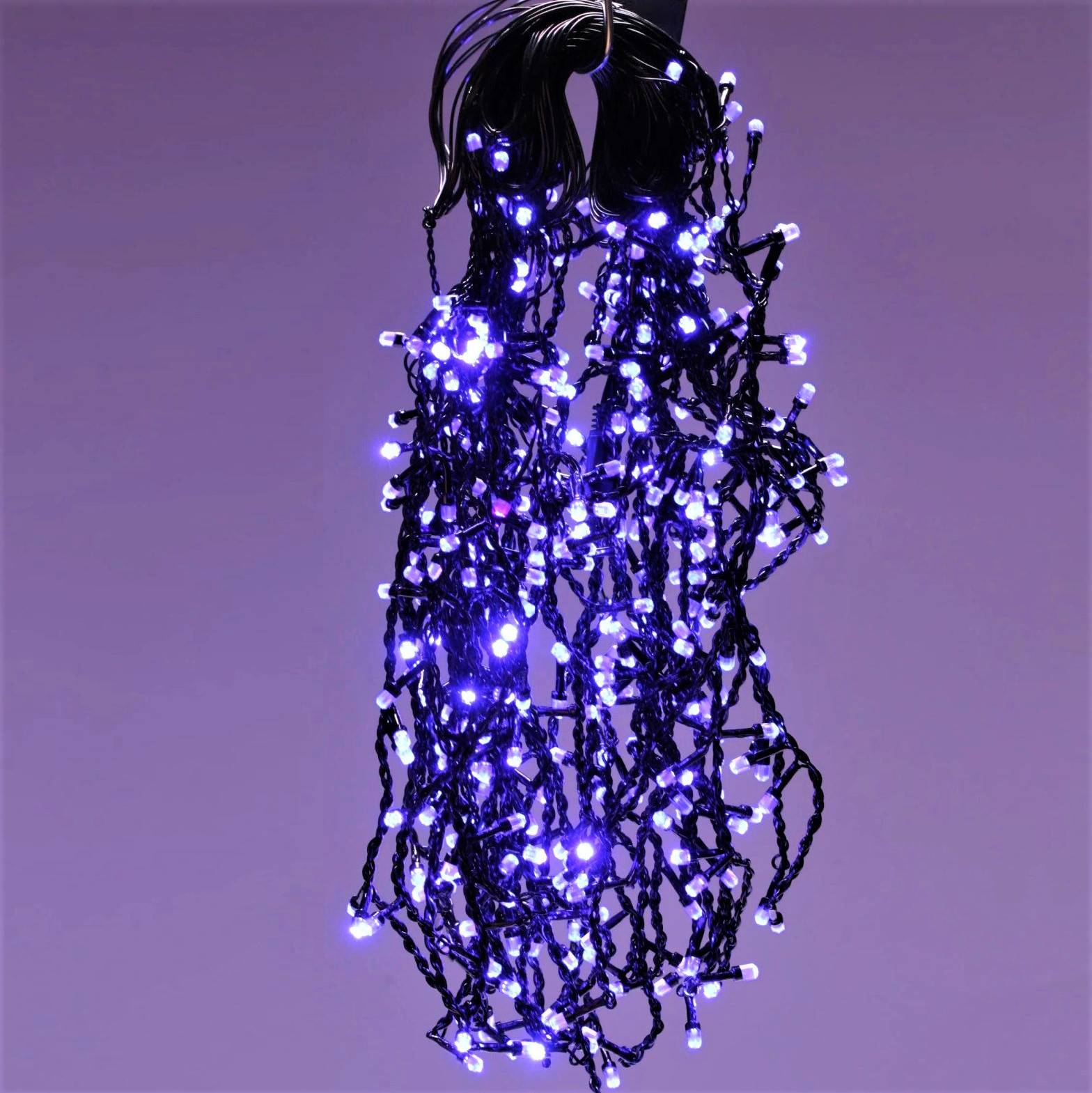 Instalatie LED Perdea Turturi 120 LED-uri Hexagon 4x0.7m fir negru Diverse Culori