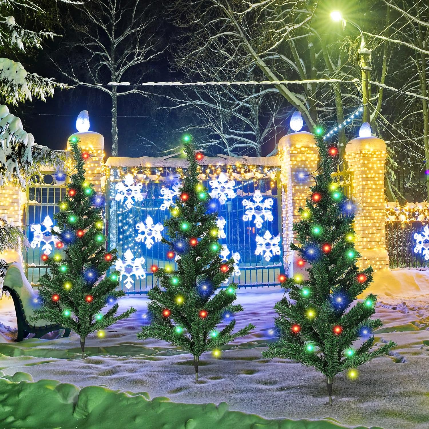 Set 3 Braduti Artificiali Craciun Solari 47cm