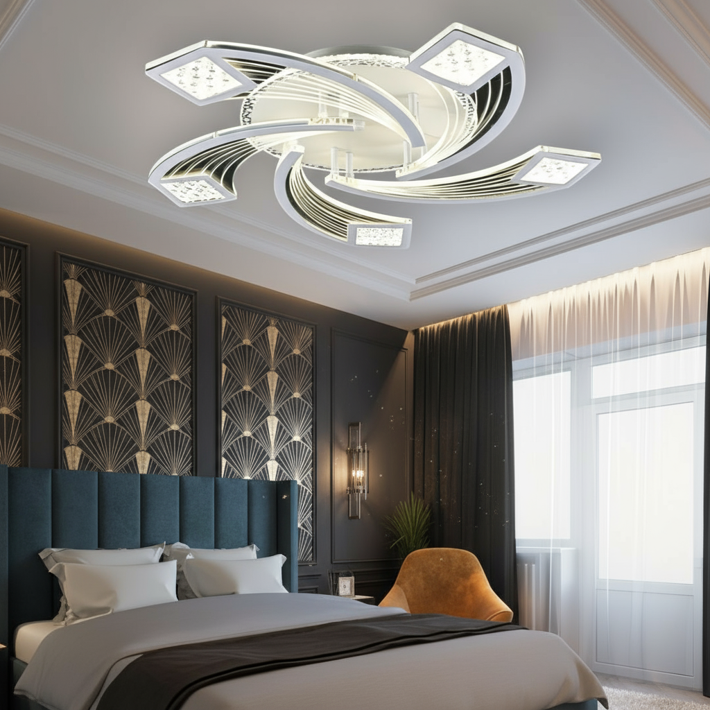 Lustra LED Aplicata AYRA Silver Echivalent 300W Telecomanda