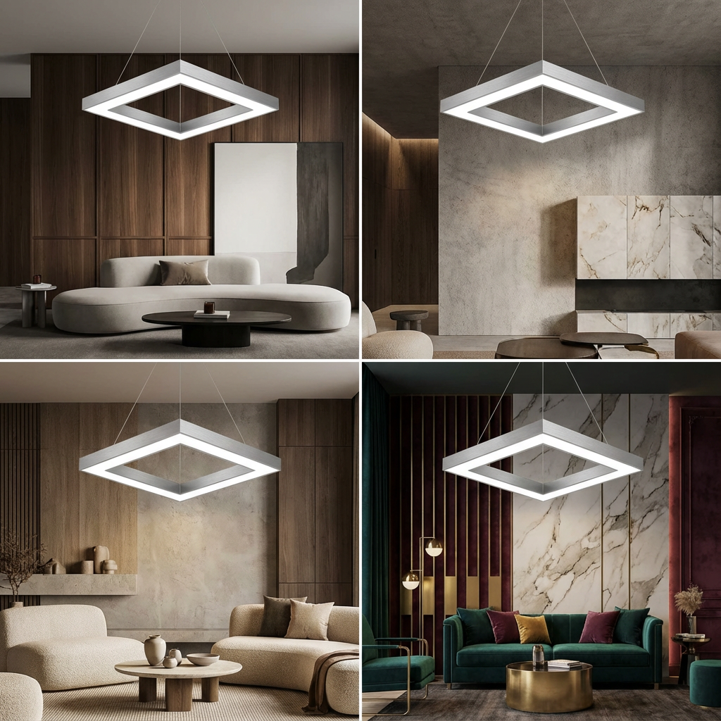 Lustra LED Suspendata RENZO Square White Telecomanda Echivalent 300W