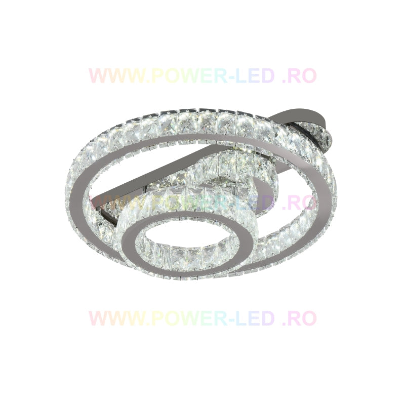 Lustra LED CROWN Round Chrome Cristal Echivalent 600W Telecomanda