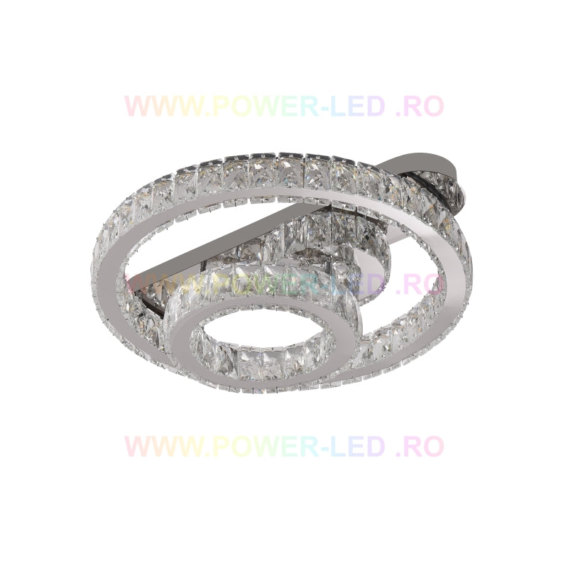 Lustra LED CROWN Round Chrome Cristal Echivalent 600W Telecomanda