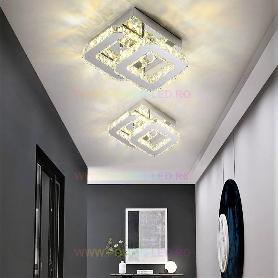 Lustra LED CRISTAL Double Square Echivalent 200W