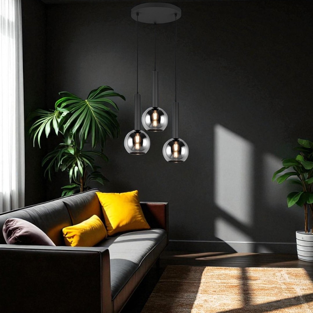 Lustra Suspendata Abajur fumuriu CLAYTON 3xE27