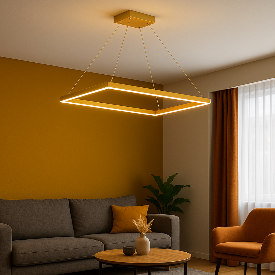 Lustra LED Suspendata 1 Element Rectangular 80X40CM Auriu Echivalent 400W