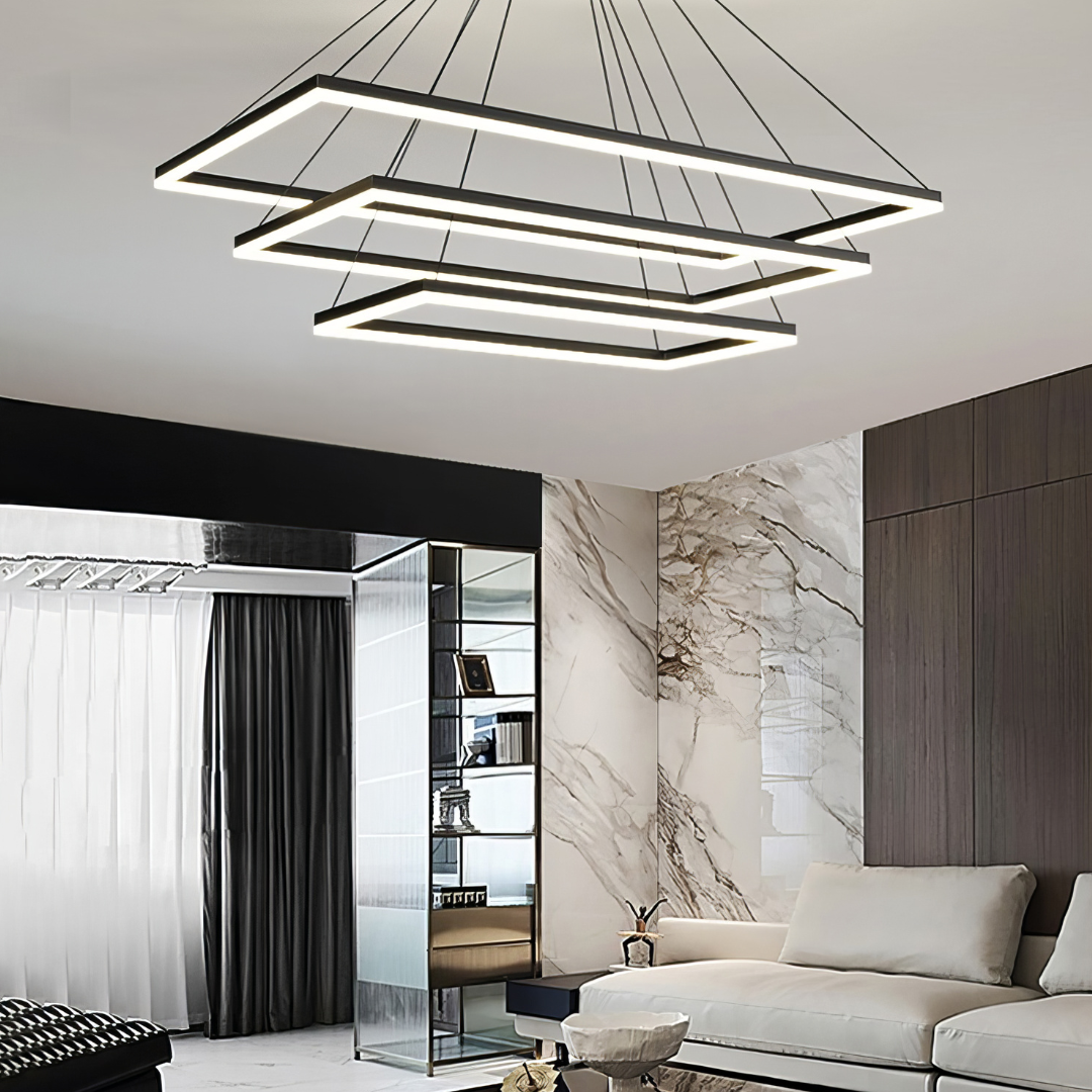 Lustra LED Suspendata cu 3 Elemente Rectangulare Neagra LT109 Echivalent 800W