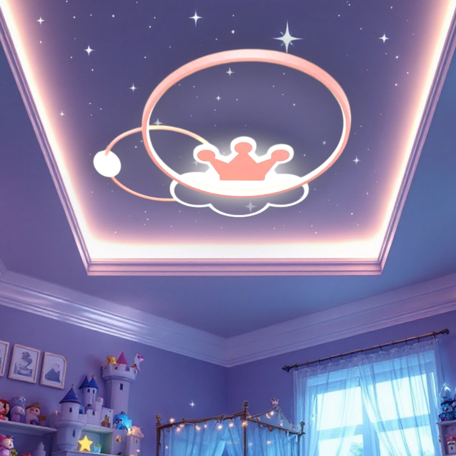 Lustra LED 110W Pink Majesty Telecomanda Echivalent 300W