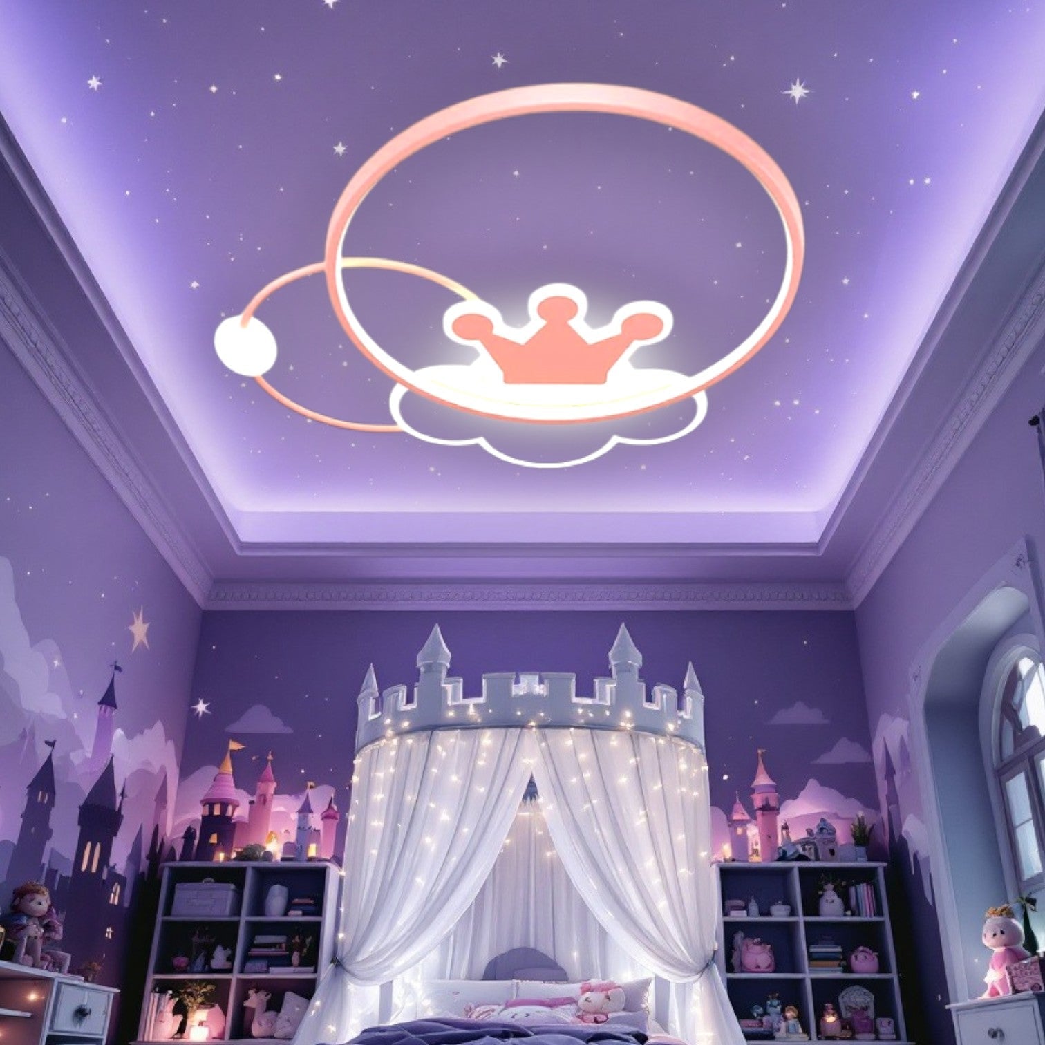 Lustra LED 110W Pink Majesty Telecomanda Echivalent 300W