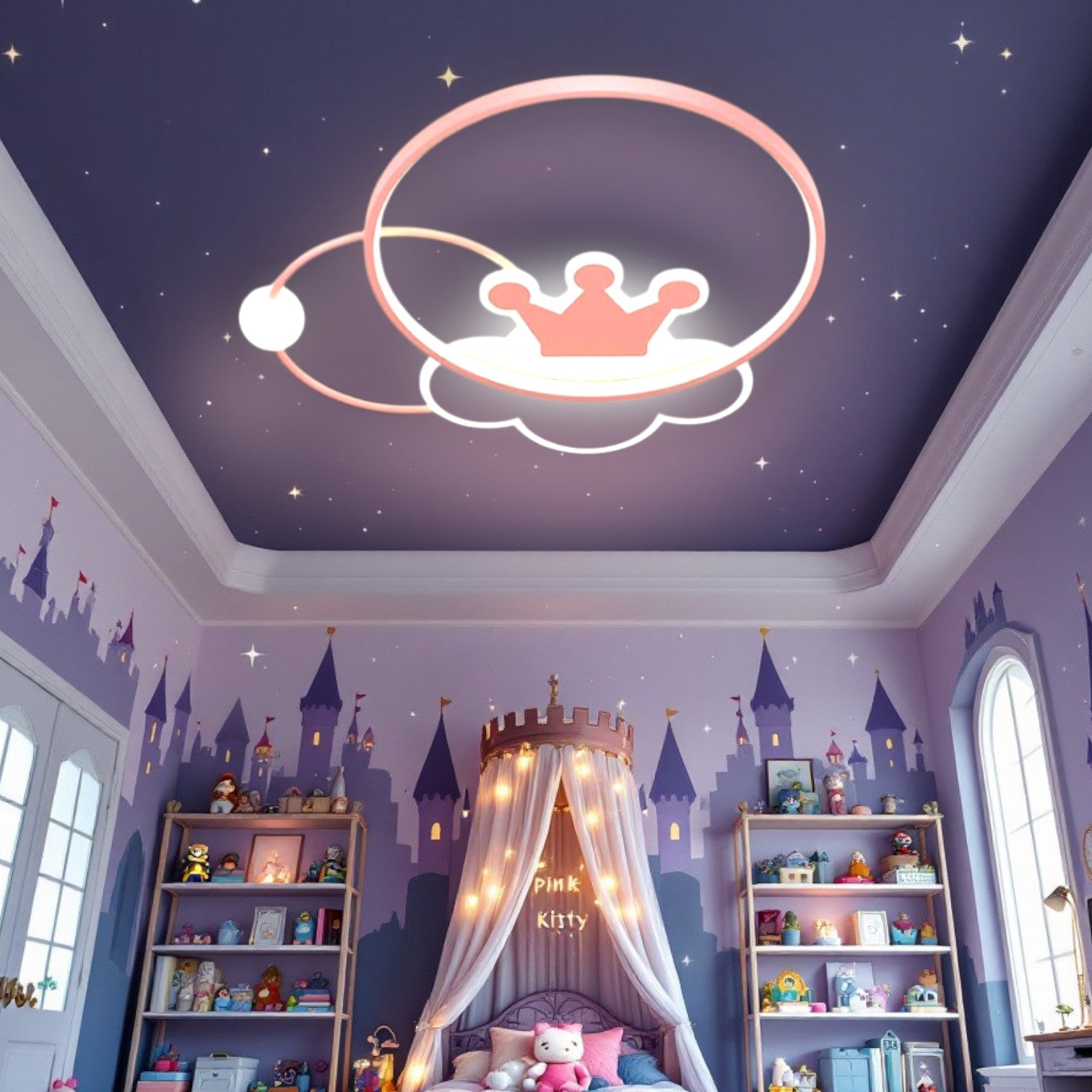 Lustra LED 110W Pink Majesty Telecomanda Echivalent 300W