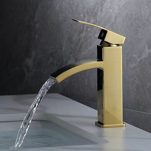 Baterie Moderna Pentru Lavoar din Alama Finisaj Bronz Auriu Mat Design Elegant 043