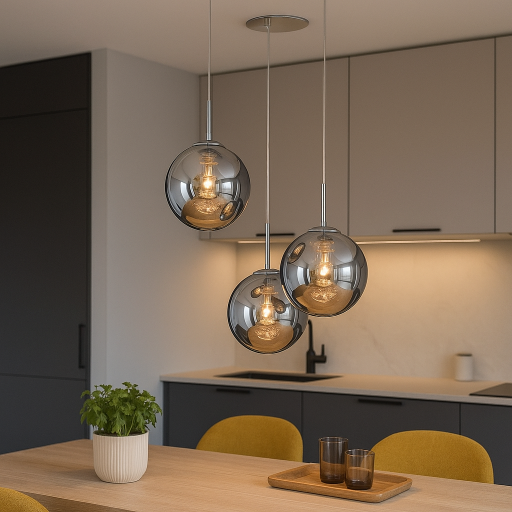 Lustra Suspendata LIMA Silver Abajur Fumuriu 3xG9