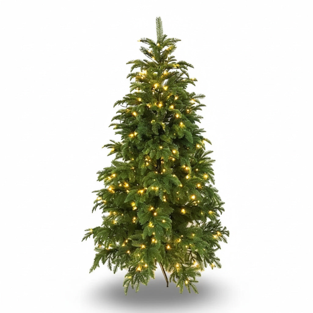 Brad Artificial de Craciun 3D Pre-Lit Naturel Verde LED-uri Integrate