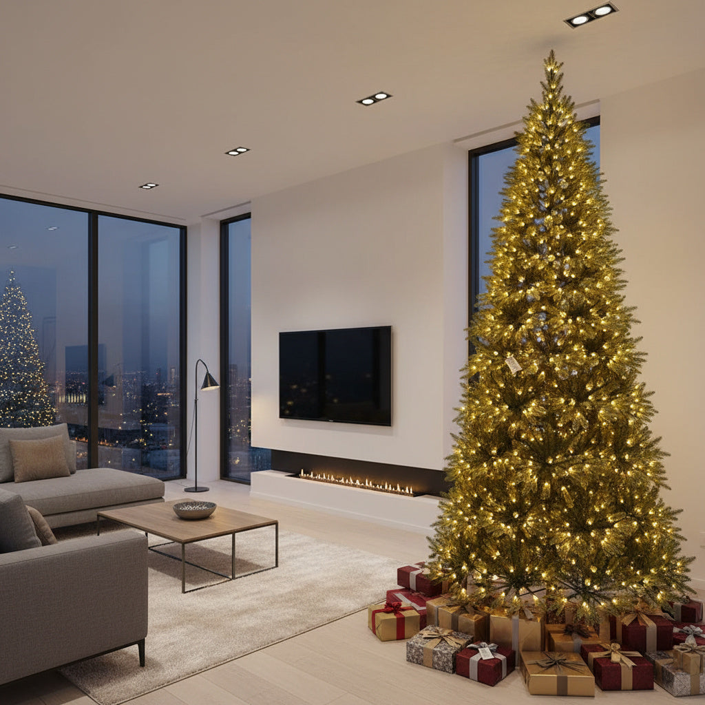 Brad Artificial de Craciun 3D Slim Alina cu Leduri Integrate Verde