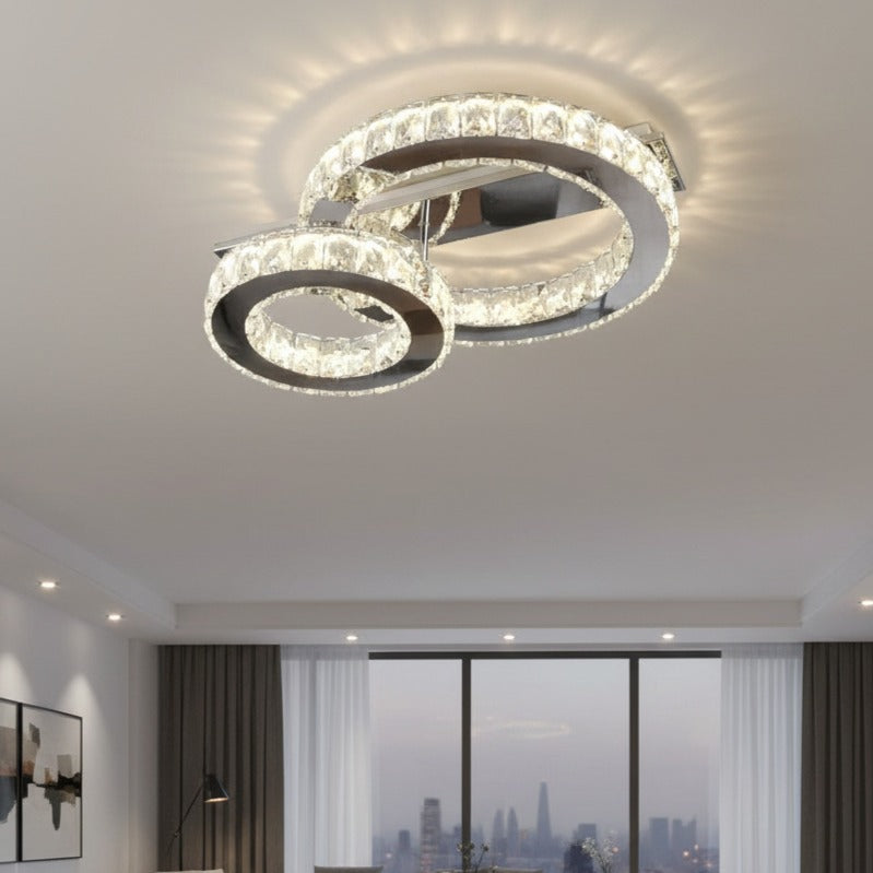Lustra LED CROWN Round Chrome Cristal Echivalent 300W Telecomanda